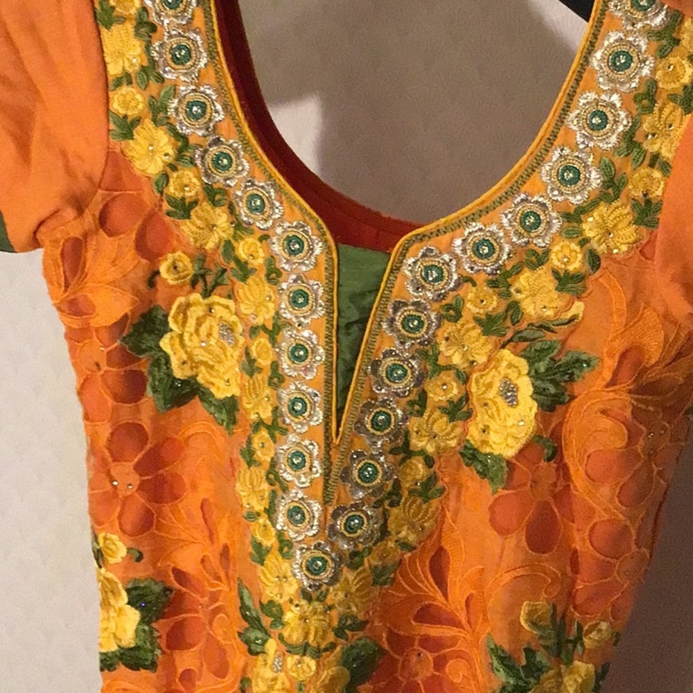 Ethnic Kurta raw silk embroidered beautiful tunic dress top - Picture 2 of 5
